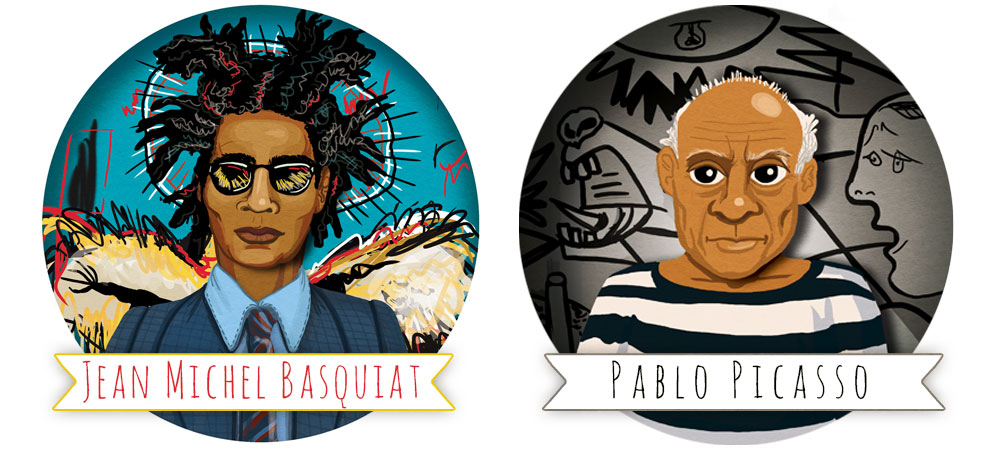 basquiat and picasso art pins