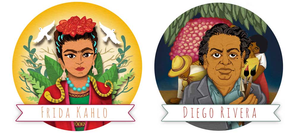 frida kahlo and diego rivera art pins