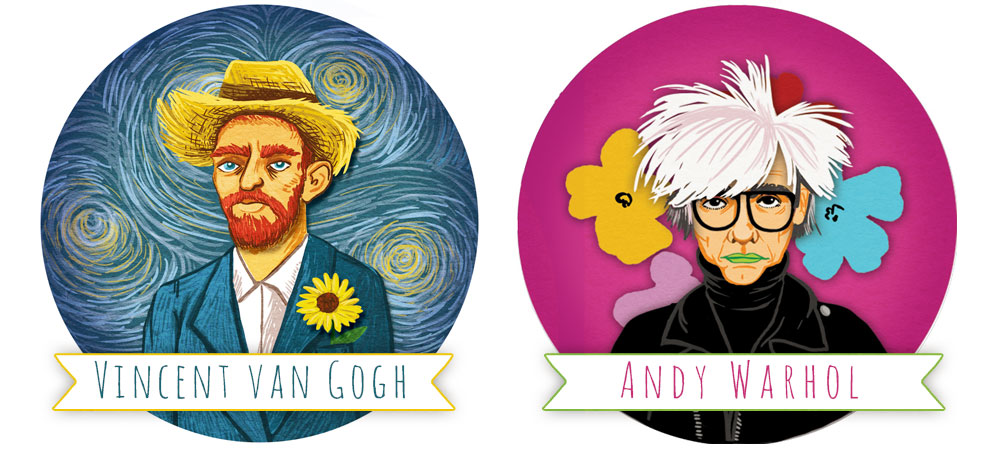 vincent van gogh and andy warhol pins